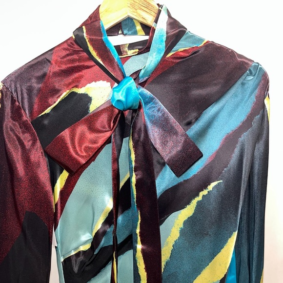 CHRISTOPHER JOHN ROGERS Wheatpaste Scarf Neck Asymmetric Maxi Dress 4 Satin NWT - Picture 7 of 16